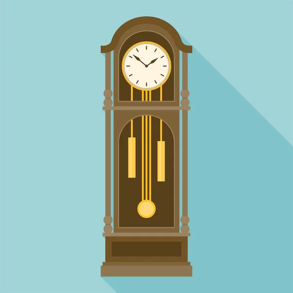 Antique grandfather pendulum clock vector in flat design with long shadow — Stock Vector