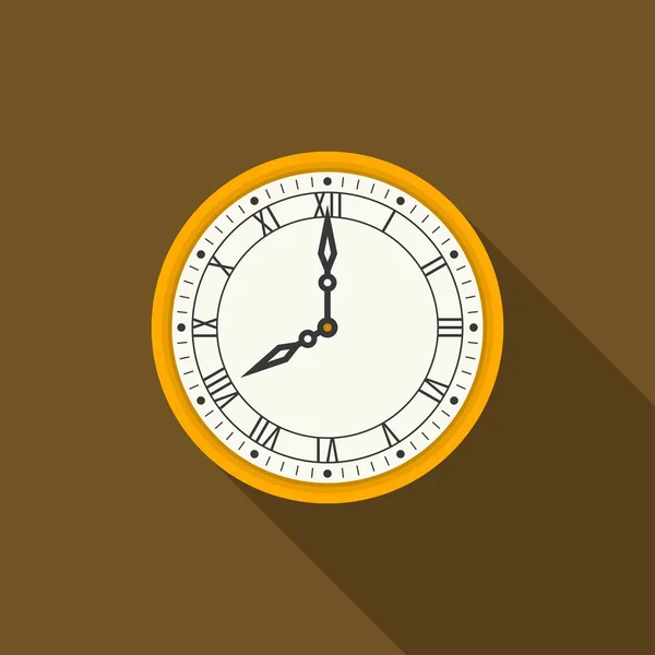 Reloj de pared de números romanos retro, vector de diseño plano — Vector de stock