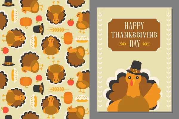 Thanksgiving wild animal seamless pattern — Stock Vector