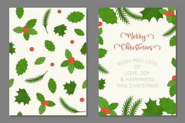 neşeli Noel tebrik kartı ve ökseotu seamless modeli