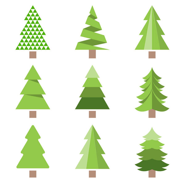 Different style of pine tree icon, flat design