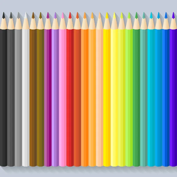 Conjunto Veinticuatro Lápices Color — Vector de stock