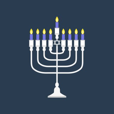 Hanukkah menorah, düz tasarım vektör