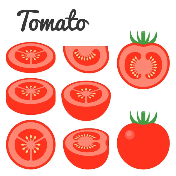 Ensemble Vectoriel Fruits Légumes Tomates — Image vectorielle