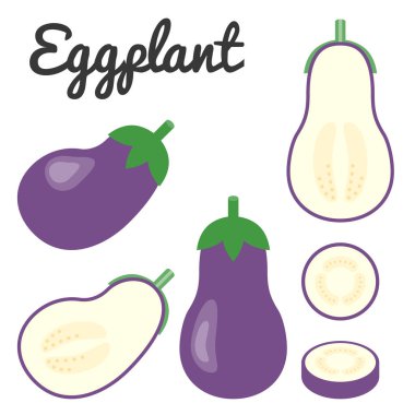 Meyve ve sebze, patlıcan vektör kümesi