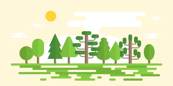 Paisaje Forestal Geométrico Diseño Plano — Vector de stock