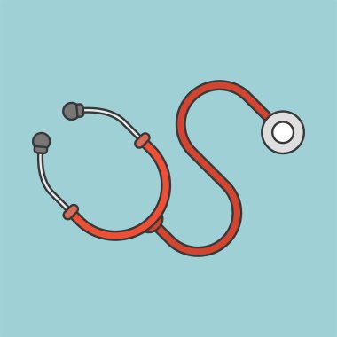 Stetoskop çizgi renk simge vektör, düz stil