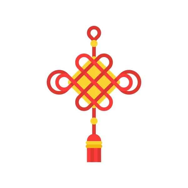Chinesische Traditionelle Dekorative Knoten Ikone Für Das Neue Jahr Flaches — Stockvektor