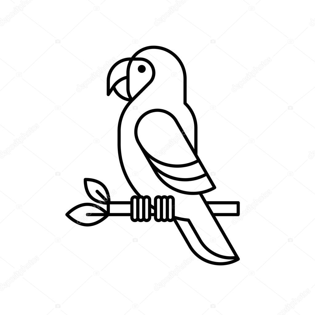 Macaw parrot line vector icon
