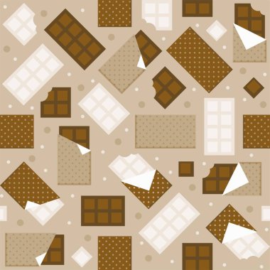 Çikolata ve beyaz çikolata Dikişsiz desen arka plan