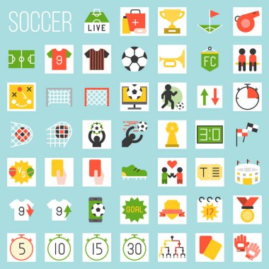 Zamanlayıcı stud ayakkabıları, futbol düz simgeler, kuralları ve gol, maç günü, kırmızı kart, hakem, çetele, turnuva, ilk yardım, futbol sahası, arena, fan club, strateji, gibi öğeleri ıslık, Tay