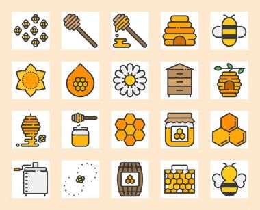 Tatlım çiftlik simgesi ayarla, doldurulmuş anahat tasarımı, 128 px ile 4 px kontur pixel mükemmel