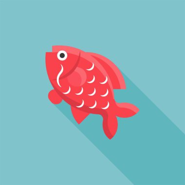 Çin yeni yılı, düz tasarımı uzun gölge ile sazan balık simgesi