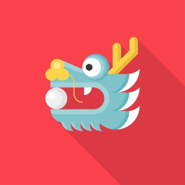 Çince ejderha topu ile baş veya ağız, düz tasarım simgesi inci