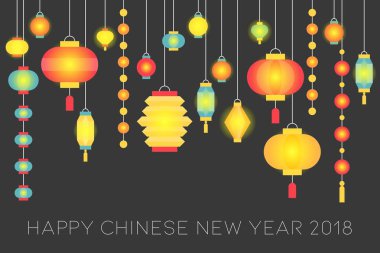 Mutlu çene yeni yıl 2018 afiş, kağıt fener