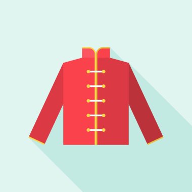 Kırmızı Çinli erkekler geleneksel gömlek, uzun gölge ile düz tasarım