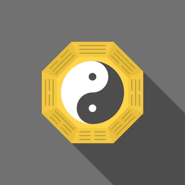 Símbolo Chino Yin Yang Con Sombra Larga Icono Diseño Plano — Vector de stock