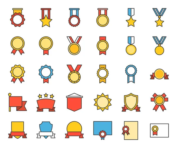 Medal Badge Icon Filled Outline — Stock Vector