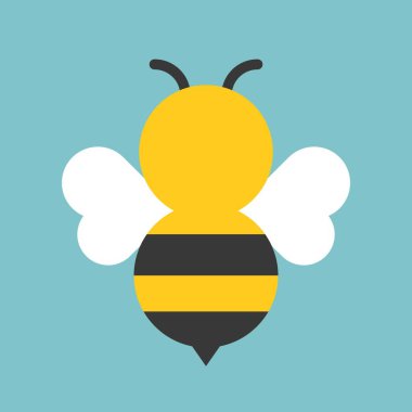 Şirin bumble bee simgesi, düz tasarlamak vektör