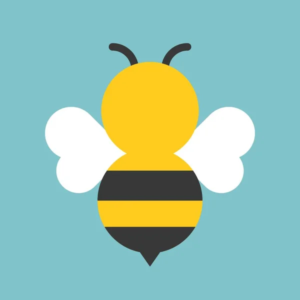 Roztomilý Bumble Bee Ikona Plochý Design Vektor — Stockový vektor