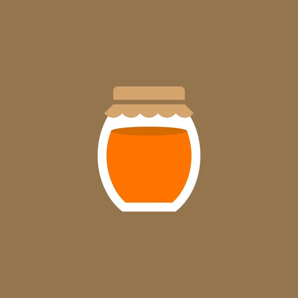 Glas Honig Oder Marmelade Flache Design Ikone — Stockvektor