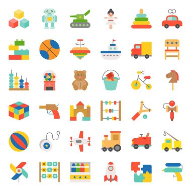 Çocuklar için oyuncak ve Icon set 1/3, düz Icon bebeğim