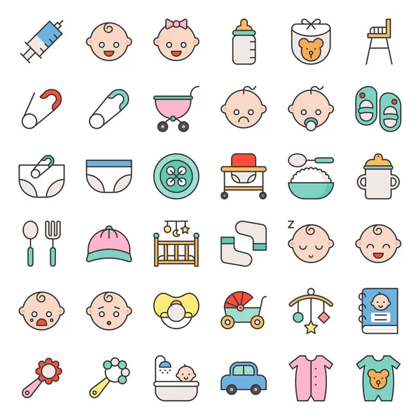 Baby Icon Emoticon Filled Outline — Stock Vector