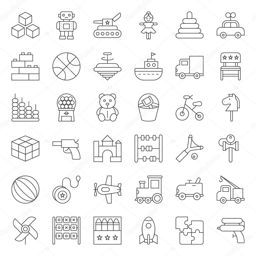 Toy for children and baby icon set 1/3, outline icon