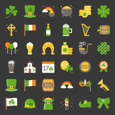 St patrick's day ilgili simge, düz tasarım