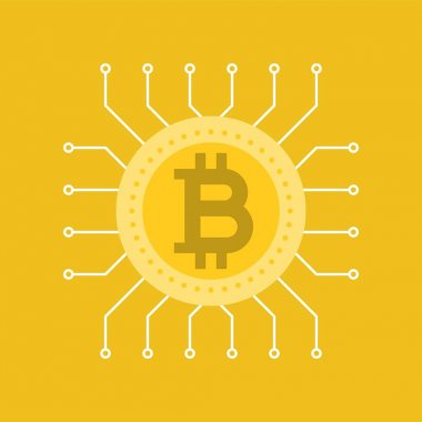 Bitcoin simge ve düğüm, düz tasarım