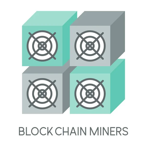 cryptocurrency icon, block chain miners mining hardware, mining machine, flat design