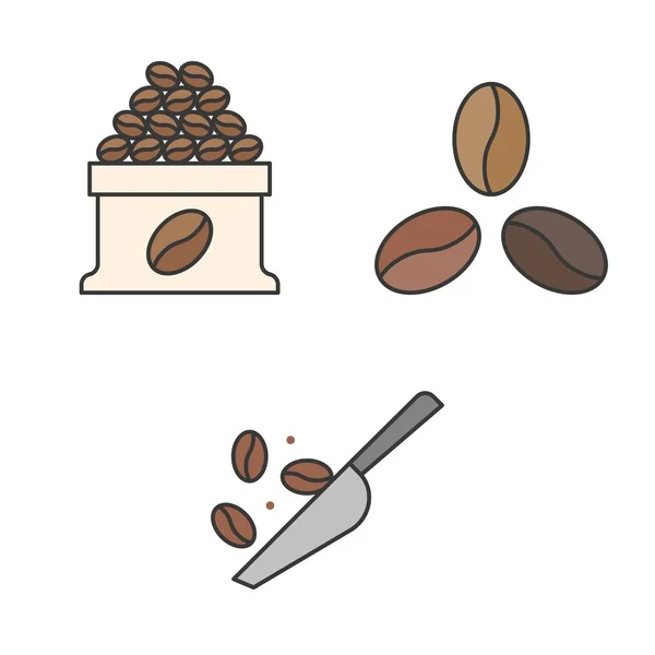 Set Iconos Café Café Asado Elaborado — Archivo Imágenes Vectoriales