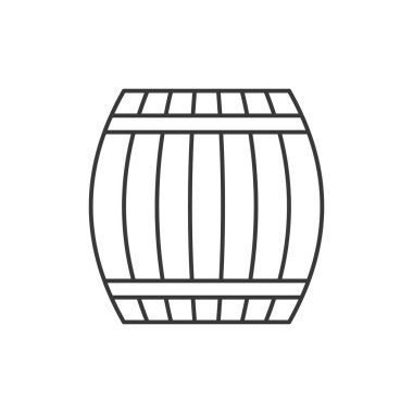 Şarap ya da bira ahşap varil, beyaz arka plan üzerinde satırı simgesi