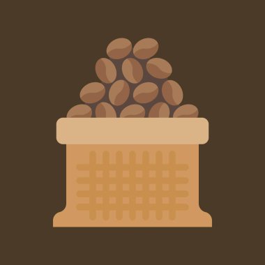 Kahve çekirdekleri çuval torba, düz tasarım simgesi