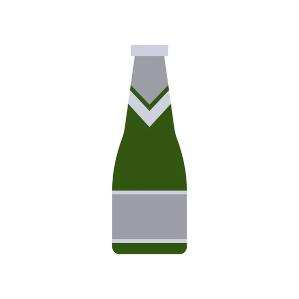 Wine Bottle Green Glass Bottle Flat Design Icon — Stock Vector