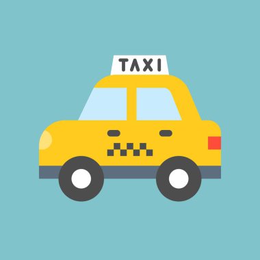 Taksi, ulaşım simgesi, düz tasarım