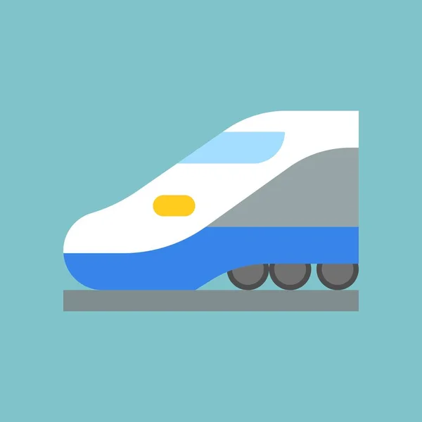 Hög Hastighet Bullet Train Enkel Transport Ikon Platt Design — Stock vektor