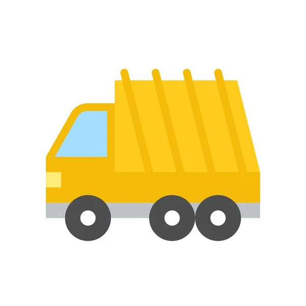 Σκουπίδια Truck Κατασκευή Οχήματος Επίπεδη Σχεδίαση Εικονίδιο — Διανυσματικό Αρχείο