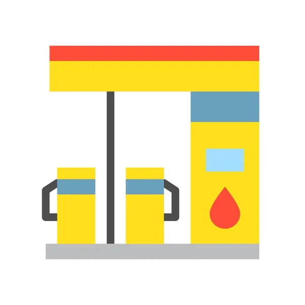 Station Service Station Essence Station Remplissage Icône Simple Design Plat — Image vectorielle