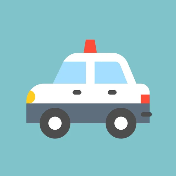 Coche Policía Simple Icono Transporte Diseño Plano — Vector de stock