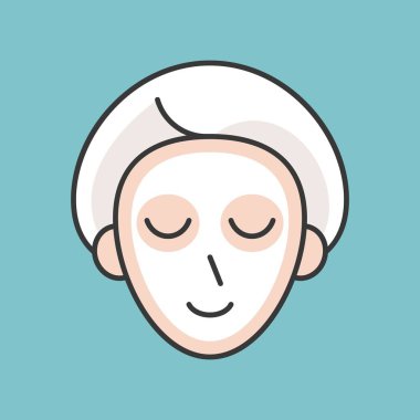 Yüz maskesi, güzellik kavramı anahat simgesini dolu.