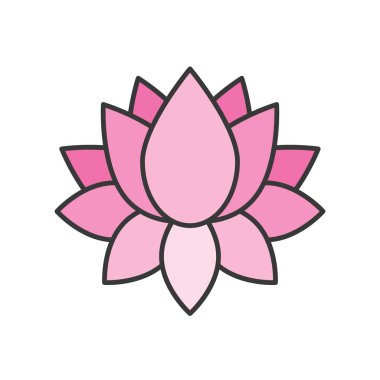 Pembe Lotus çiçeği, doldurulmuş anahat simgesini