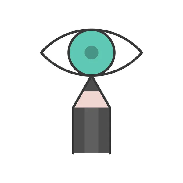 Bleistift Eyeliner Und Auge Einfache Dünne Linie Symbol — Stockvektor