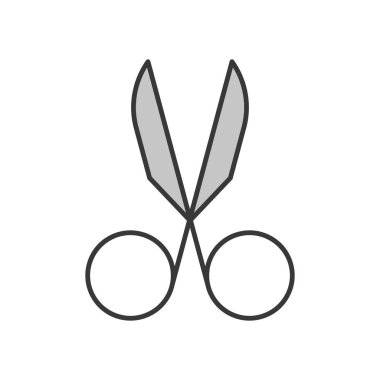 Yüz saç makas, basit makas, anahat simgesini