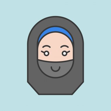 Şirin Müslüman kadının avatar, doldurulmuş anahat simgesini