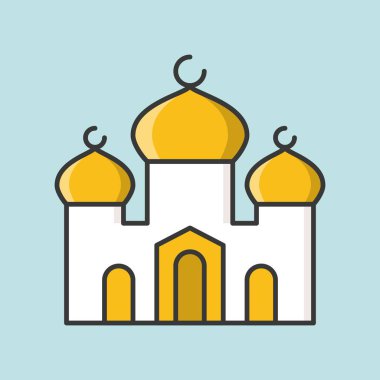 Cami veya mescit, doldurulmuş anahat simgesini Ramazan mübarek