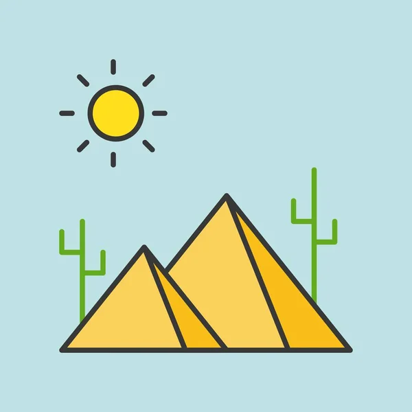 Pirámide Desierto Icono Contorno Lleno — Vector de stock