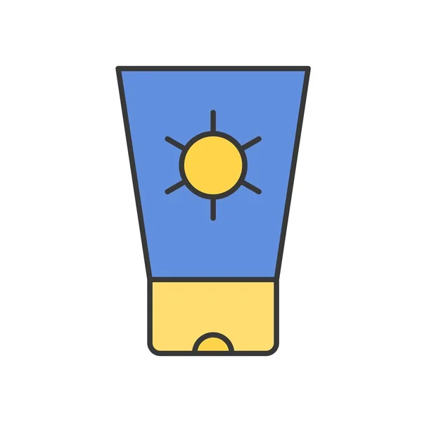 Tubo Protector Solar Icono Del Contorno Lleno — Vector de stock