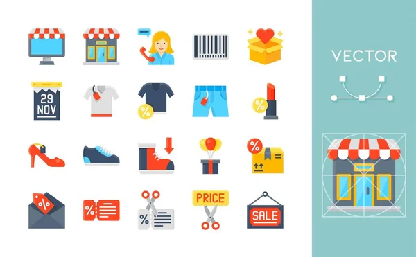 Black friday related flat vector icon set — Stock Vector