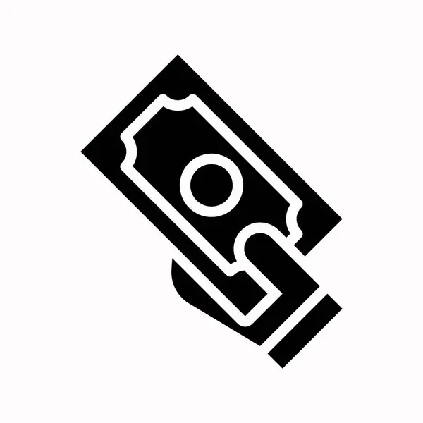 Vettore di banconote a mano, icona solida relativa al venerdì nero — Vettoriale Stock